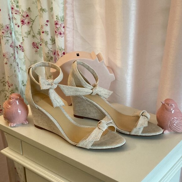 Alexandre Birman Clarita natural linen wedge, Sz. 38.5 - Picture 1 of 4